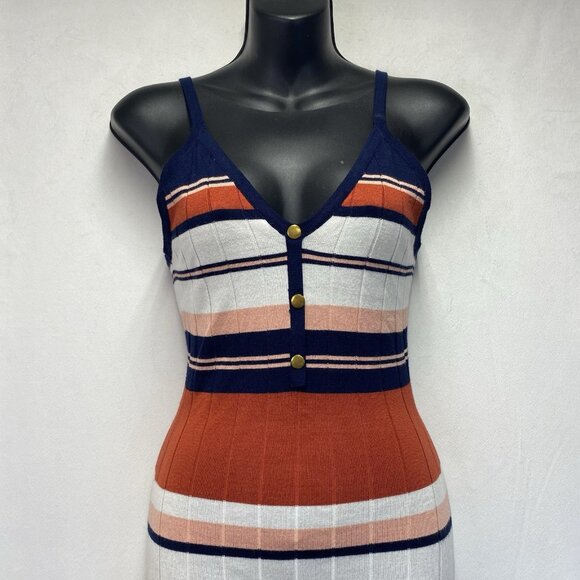 Jolie & Joy Striped Ribbed Knit Midi Body-Con Dress Women Medium Multicolor - Picture 11 of 15